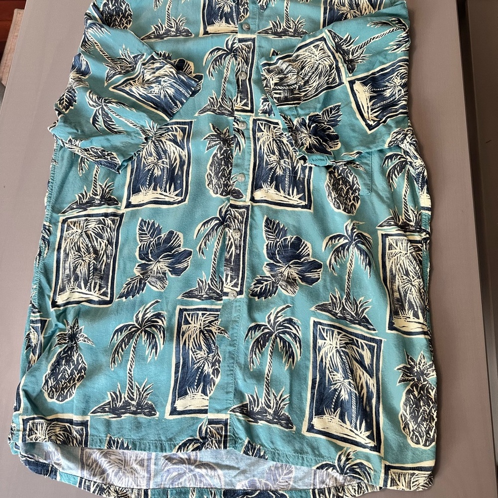 Pierre Cardin Teal Tropical Print Mini Skirt with Navy and Cream Motifs